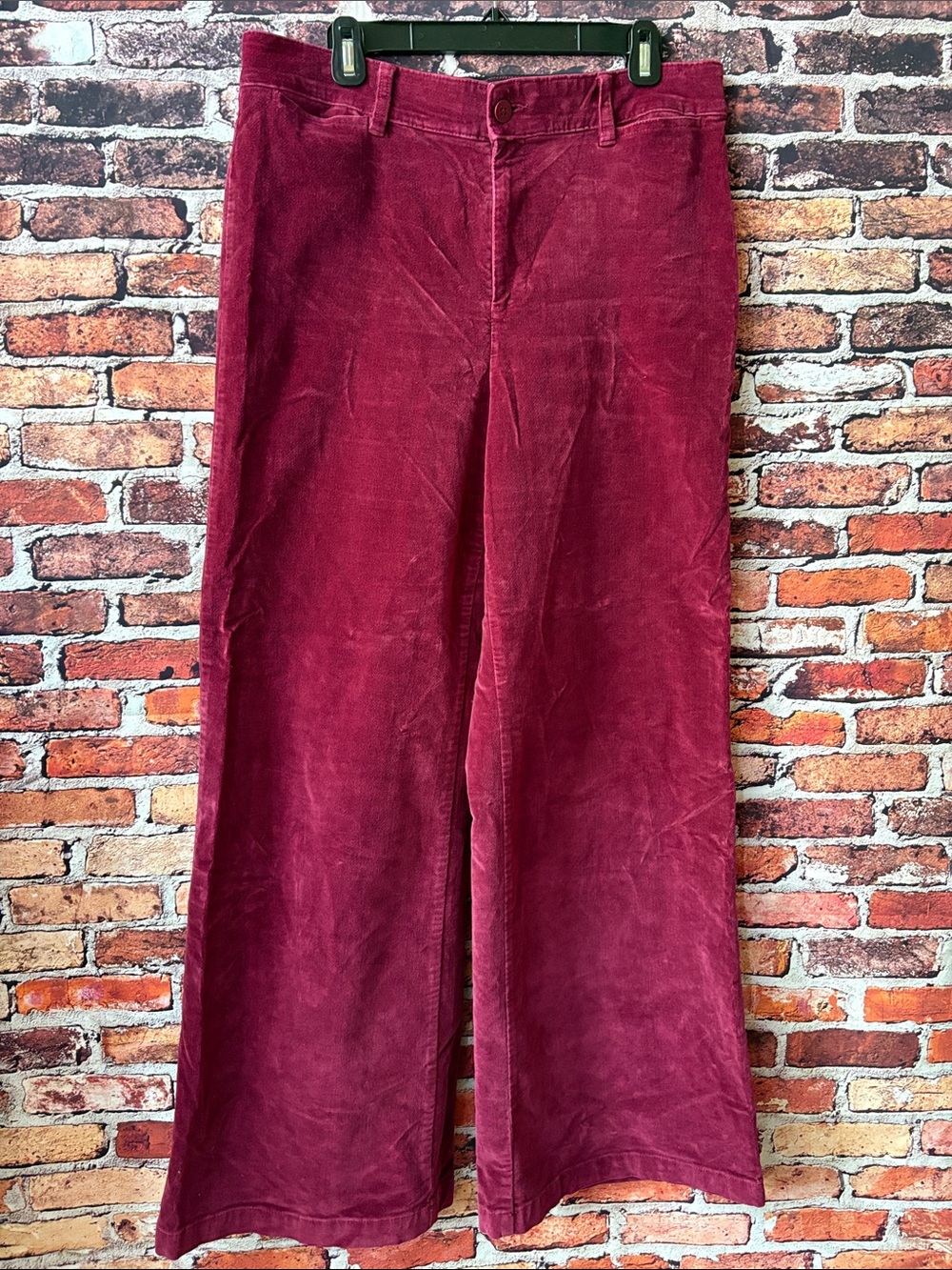 Liz Claiborne Wine Red Velvet High Rise Wide-Leg Pants Size 12